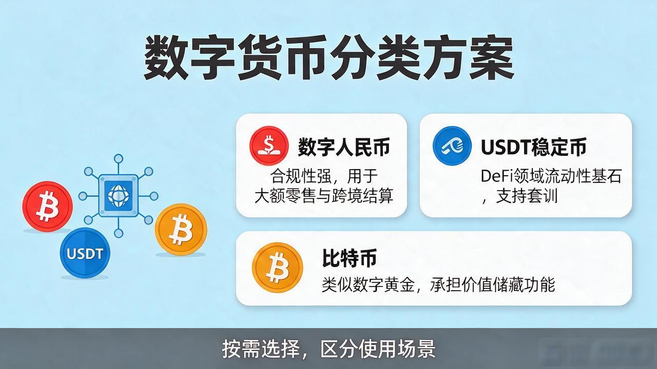 数字货币分类方案_数字货币分类差异及不同类型使用场景 央行数字货币与稳定币比特币的核心区别 不同法域下数字货币监管政策及资产安全